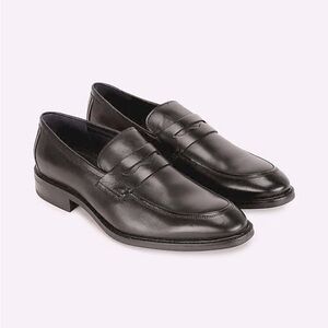 COLE HAAN Dark Brown Black Buckland Penny Strap Leather Loafer Shoes